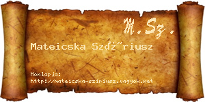 Mateicska Szíriusz névjegykártya